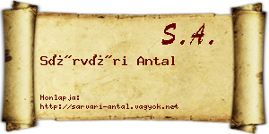Sárvári Antal névjegykártya
